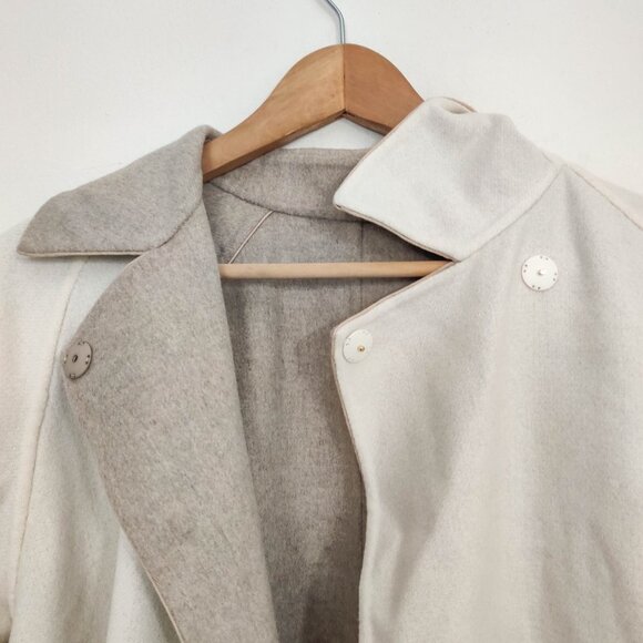 Max Mara Reversible Angora Wool Belted Wrap Coat in Taupe Ecru 12 - Picture 11 of 16